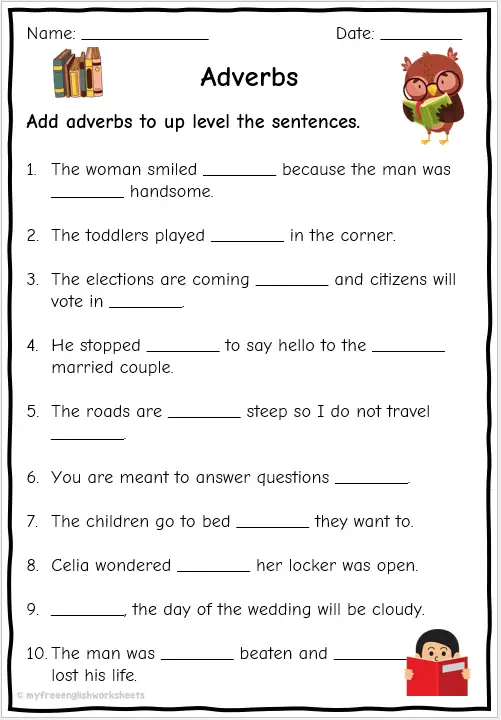 When Where And How Adverbs Worksheet Answers