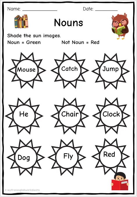 Noun Worksheets | Shade The Noun Worksheets