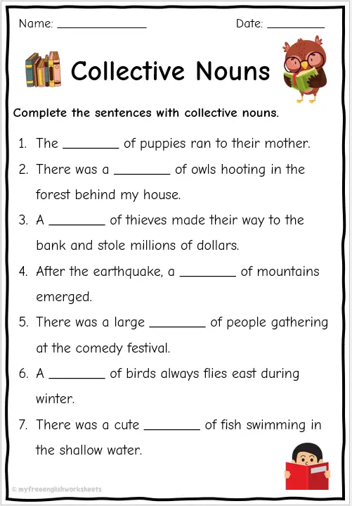 Collective Nouns Worksheet With Answers Pdf Grade 9