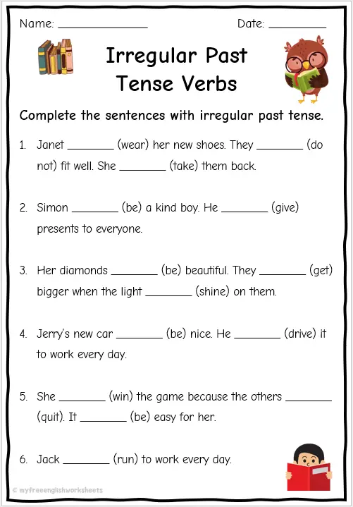Grade 2 Verb Tenses Worksheets