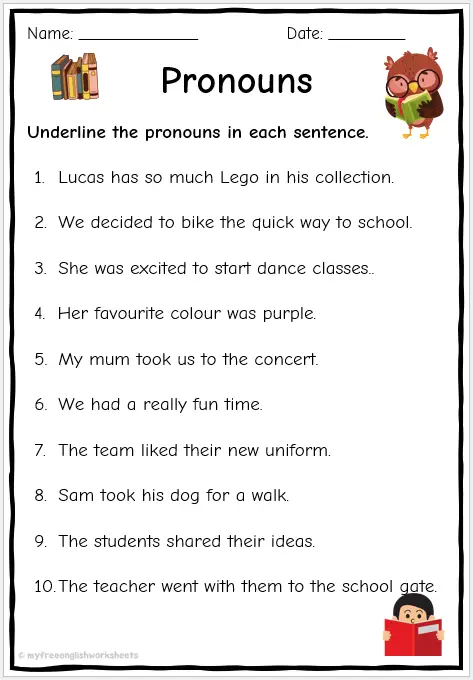 Pronoun Worksheets Identifying Pronouns Free English Worksheets