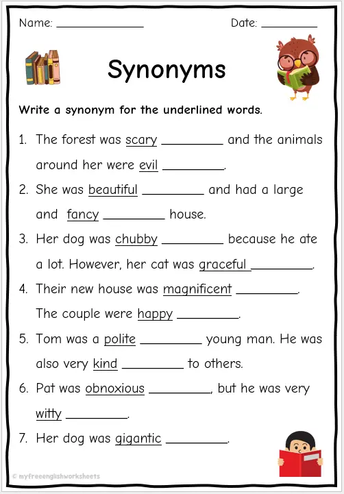 free synonyms and antonyms worksheets 11 plus