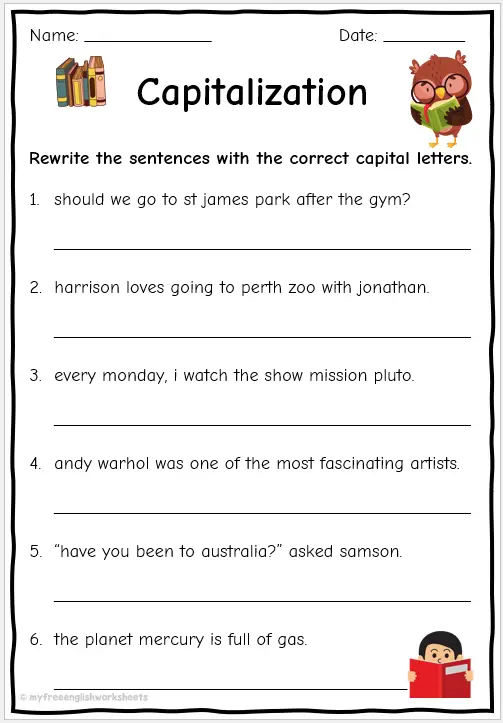 Capitalization Worksheets | Free English Worksheets