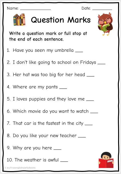 Question Mark And Full Worksheets