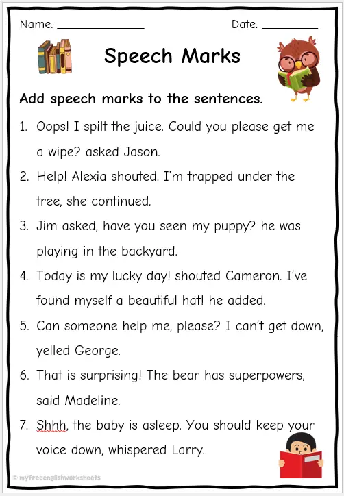 using speech marks year 3 worksheet